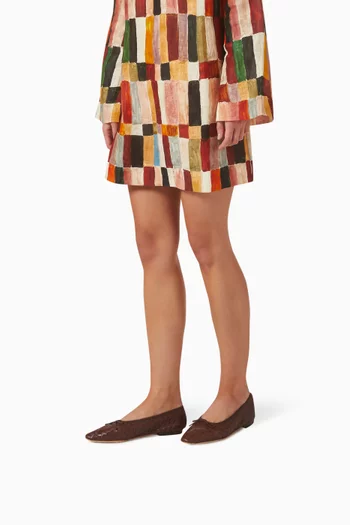 حذاء باليرينا لاندري بكعب مسطح جلد مجدول