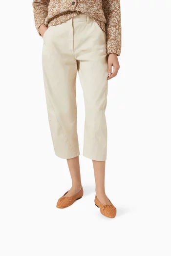 حذاء باليرينا لاندري بكعب مسطح جلد مجدول