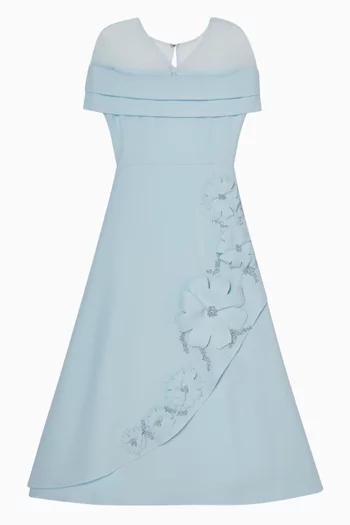 فستان طويل بزهور بارزة