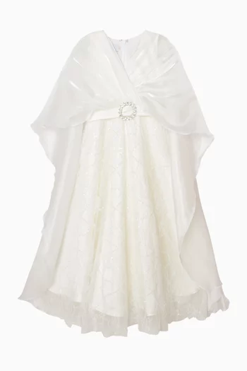 Belted Embellished Dress in Organza