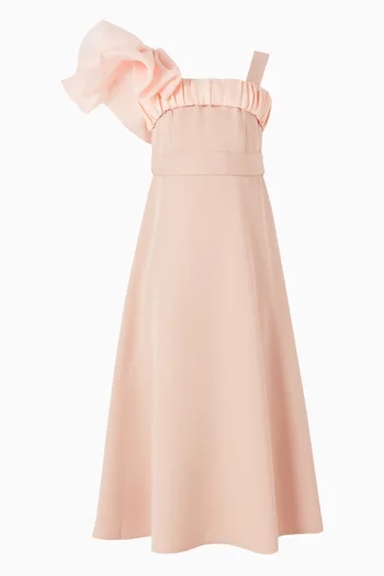 فستان طويل بزهور بارزة