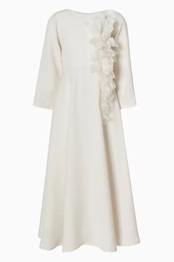 فستان طويل بزهور بارزة