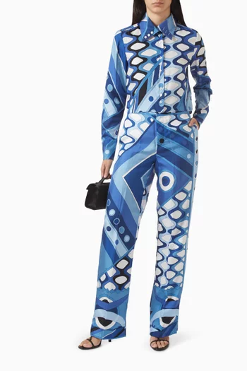 قميص قصير مزين بنقشة حرير