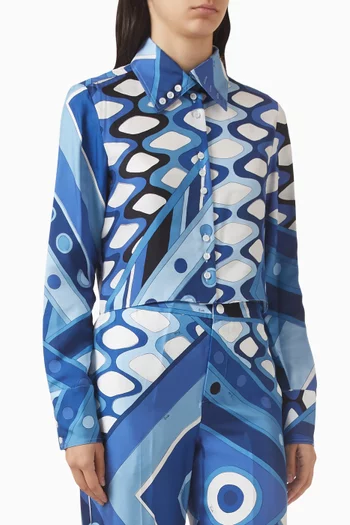 قميص قصير مزين بنقشة حرير