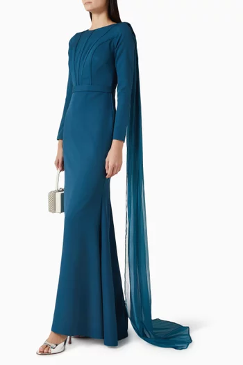 فستان مقسم لأجزاء بكاب كريب وأورجانزا