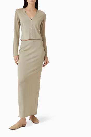 تنورة كاميليا طويلة صوف مارينو وحرير