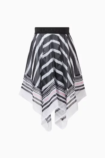 تنورة بنقشة مخططة وحافة غير متماثلة