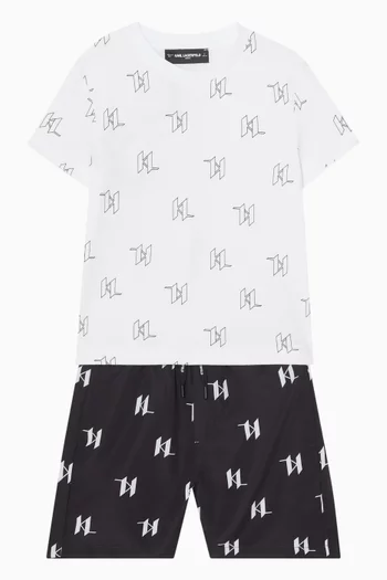 تي شيرت بنقشة شعار الماركة قطن جيرسيه