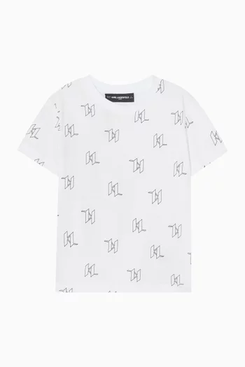 تي شيرت بنقشة شعار الماركة قطن جيرسيه