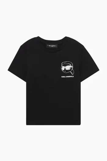 تي شيرت بطبعة شعار الماركة قطن