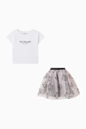Logo Top and Tulle Skirt Set
