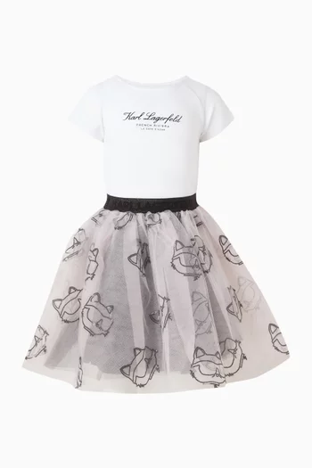 Logo Top and Tulle Skirt Set