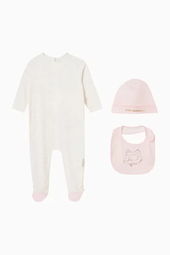 Choupette-print Sleepsuit Set in Cotton
