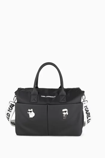 Choupette Logo Graphic Changing Bag in Silky Polyester