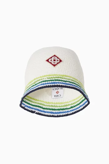 Striped Logo Bucket Hat in Crochet