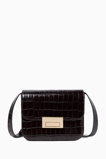 Small Desi Crossbody Bag in  Croco-Embossed Leather