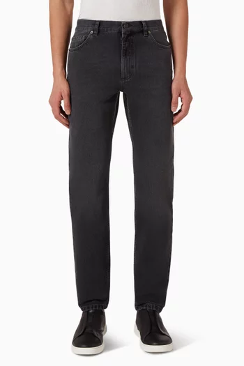 Stone‑washed Roccia Jeans in Cotton