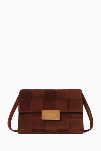 Small Delphine Crossbody bag in Woven Suede