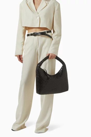 Medium Willow Hobo Bag in Woven Leather