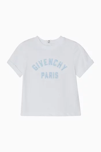 تي شيرت مطرز بشعار الماركة قطن