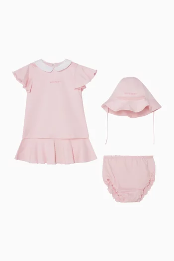 طقم فستان بياقة جيرسيه قطني