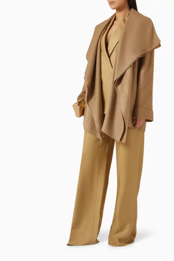 جاكيت قصير بوجهين مزين بنقشة مخططة صوف مزدوج