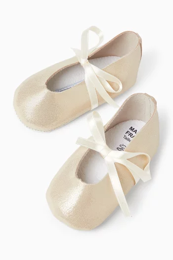 حذاء باليرينا مزين بعقدة بكعب مسطح جلد