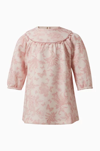 Toile-print Dress in Cotton-fleece