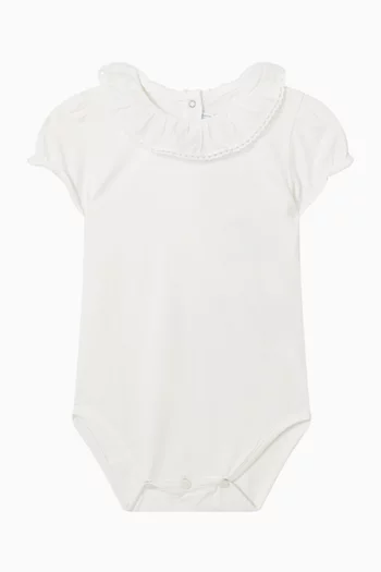 Ruffle Collar Bodysuit in Cotton