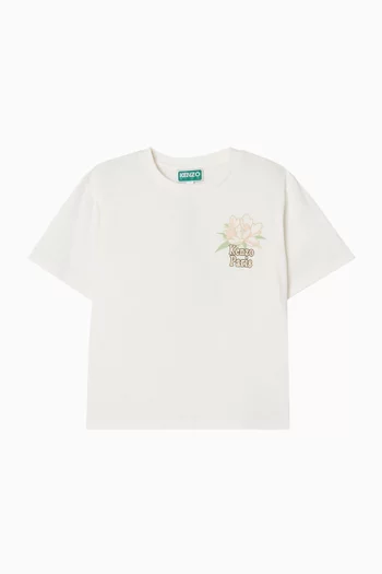 Floral Logo T-shirt in Cotton