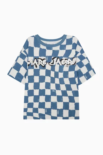 Check Print T‑Shirt in Cotton