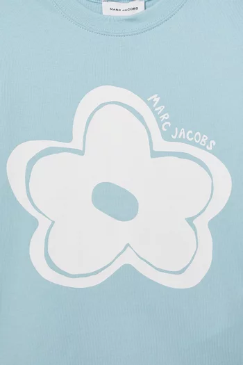 تي شيرت قطن بطبعة زهور أقحوان