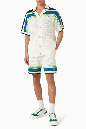 Striped Shorts in Crochet-knit