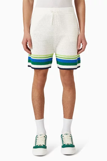 Striped Shorts in Crochet-knit