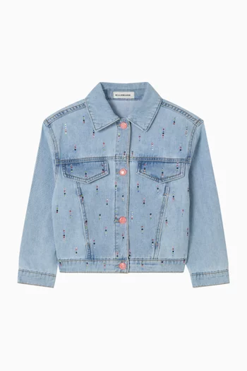 Rhinestone-Embellished Jacket in Denim