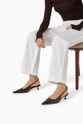 Crush 35 Slingback Pumps in Croc-embossed Leather