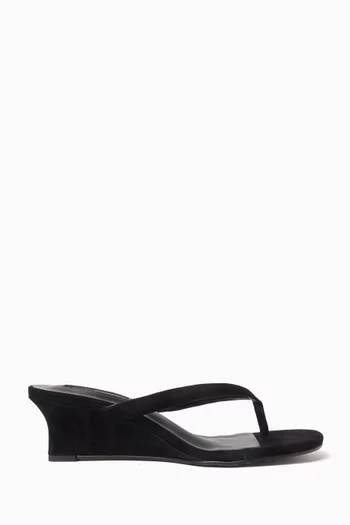 Edgy 50 Thong Wedge Sandals in Suede