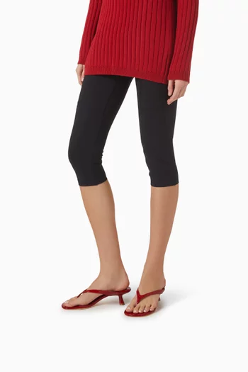 حذاء مفتوح كريستا بسيور رفيعة وكعب 50 مم جلد لامع