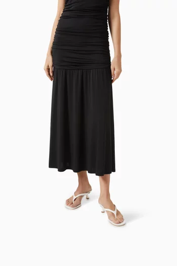 حذاء مفتوح كريستا بسيور رفيعة وكعب 50 مم جلد