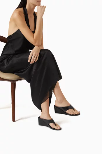 حذاء سويفت مفتوح من الخلف بنعل سميك وكعب 65 مم جلد