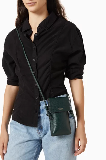 Ella Crossbody Phone Pouch in Pebbled Leather