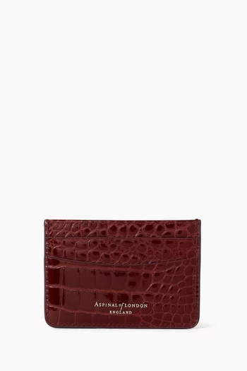 Slim Card Case in Patent Croc-embossed Leather