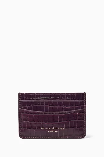 Slim Card Case in Croc-embossed Leather