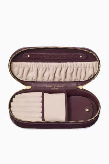 Jewellery & Watch Travel Case in Croc-embossed Leather