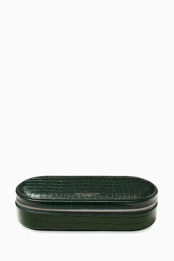Jewellery & Watch Travel Case in Croc-embossed Leather