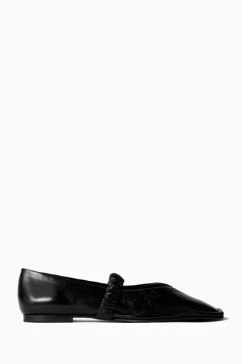 حذاء باليرينا لوتان بكعب مسطح جلد