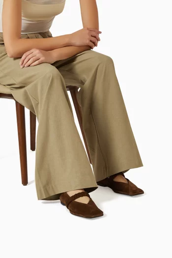 حذاء باليرينا لوتان بكعب مسطح جلد