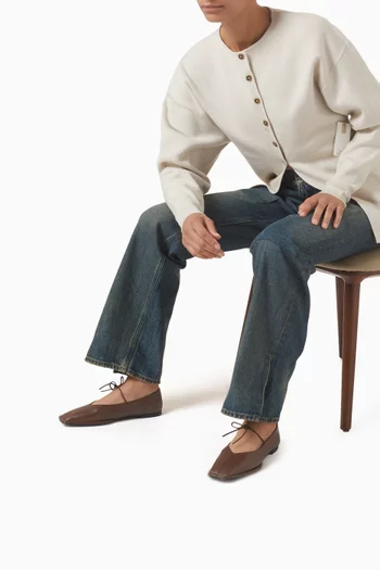 حذاء باليرينا سواي بكعب مسطح جلد