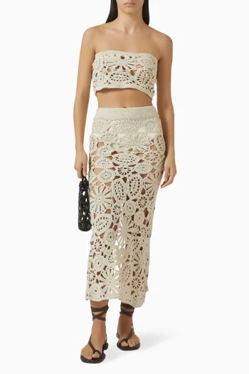 Yona Bustier Cropped Top in Crochet