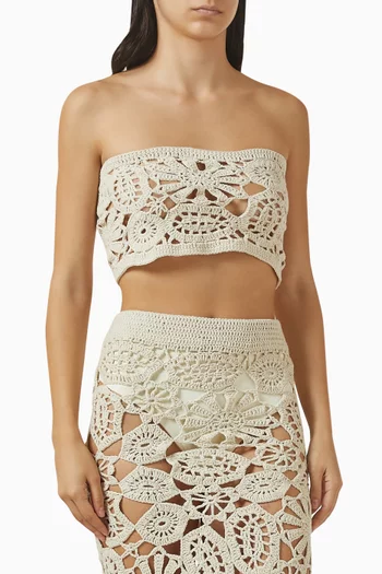 Yona Bustier Cropped Top in Crochet